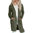 thumbnail image 3 of Breezora Women's Chunky Knit Cardigan Sweater Coat with Double Pockets Long Loose Fit Open Front XXXL Size Green, 3 of 6