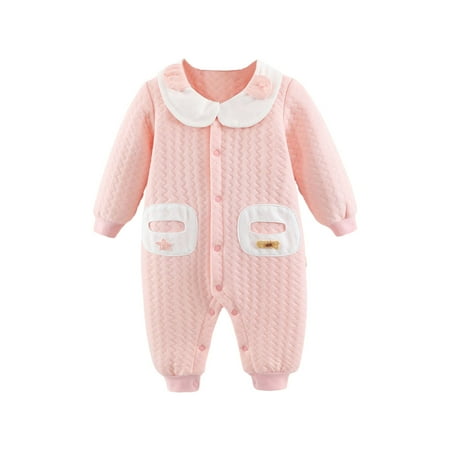 

Baby Girl Boys Romper Jumpsuit Organic Cotton One-Piece Coverall Long Sleeve Ribbed Pajamas Fall Outfit