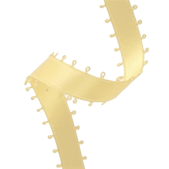 3/8" Double Face Satin Picot Ribbon Feather Edge 50 Yds - Yellow