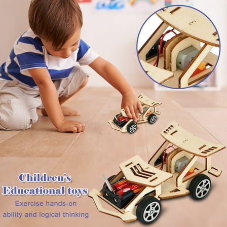 ‌DIY Wooden RC Car Kit,3.35 Inch STEM Building Toy for Kids Remote Control Vehicle Science Experiment Model,Educational Construction Set for Ages 3 