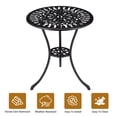 thumbnail image 4 of Durable Cast Aluminum Outdoor Garden Stool Table - Round 24 Inch Bistro Design - 2-Inch Umbrella Hole - All-Weather Construction - Ideal for Patio, Backyard, Porch, Pool, Balcony - Color: Black, 4 of 8