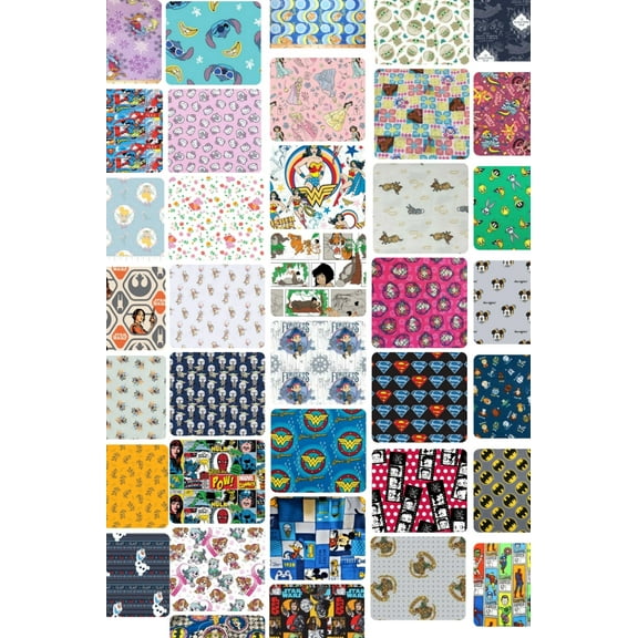 Assorted Character Flannel Fabric - 1 lb Scrap Bundle