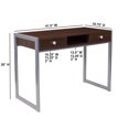 thumbnail image 4 of Bradley Dark Wood Grain Finish Desk with Silver Metal Frame, 4 of 5