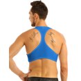 thumbnail image 2 of Aiihoo Mens Y Back Half Tank Top T-Shirts Gym Compression Muscle Vest Bodybuilding Undershirt Blue XXL, 2 of 7