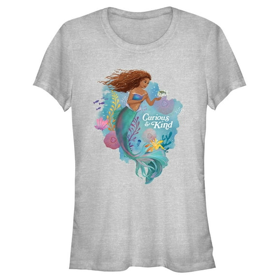 Junior's The Little Mermaid Ariel Curious & Kind  Graphic Tee Athletic Heather X Large