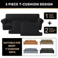 thumbnail image 3 of Funda para sofá Prince-Deco T, 3 piezas, terciopelo negro, 3 of 7