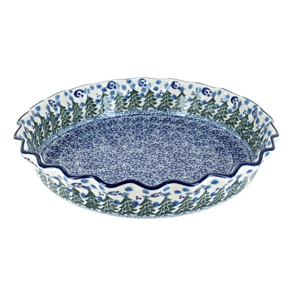 Blue Rose Polish Pottery Evergreen Magic Pie Plate