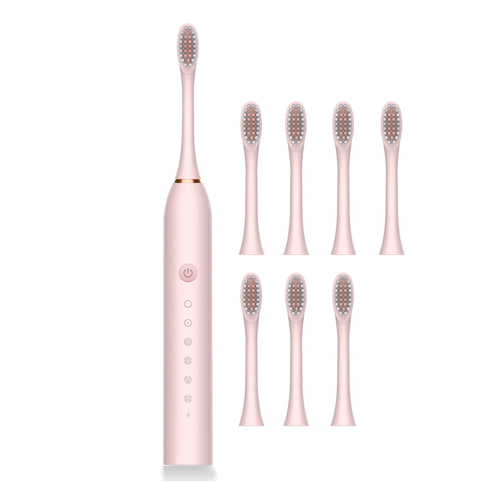 Wovilon 5 Set Electric Toothbrush with 8 Replacement Heads, 6 Speeds from Novice to Polishing Mode, 45dB Low Noise USB Rechargeable, Great for Sensitive Teeth Braces Crowns Implants