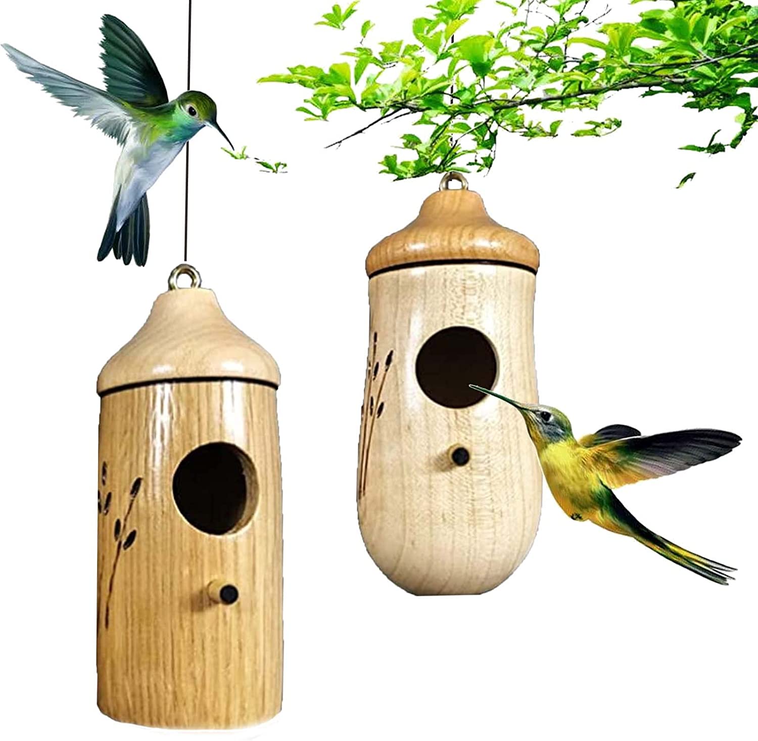 WNJD Hummingbird House 2022 New Wooden Hummingbird House for Outside