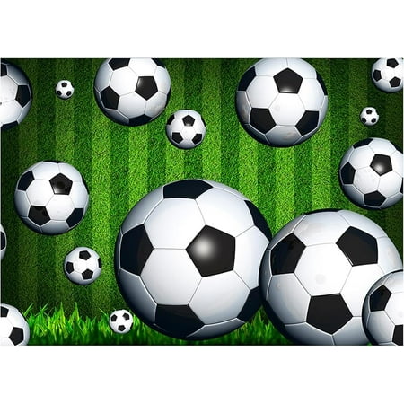7X5FT Soccer Theme Photography Backdrop Sports Background with Green Field 210x 150cm Party Decoration Banner BY343