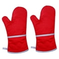 thumbnail image 1 of Guantes para horno microondas Guantes aislantes de algodón y silicona Antideslizantes Protectores de manos resistentes al calor, Rojo Methold HA003500-02, 1 of 4