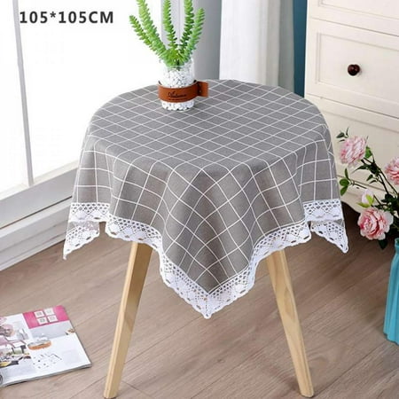 

Rustic Lattice Tablecloth Cotton Linen Grey Square Table Cloths for Kitchen Dining Party Holiday Christmas Buffet 41*41
