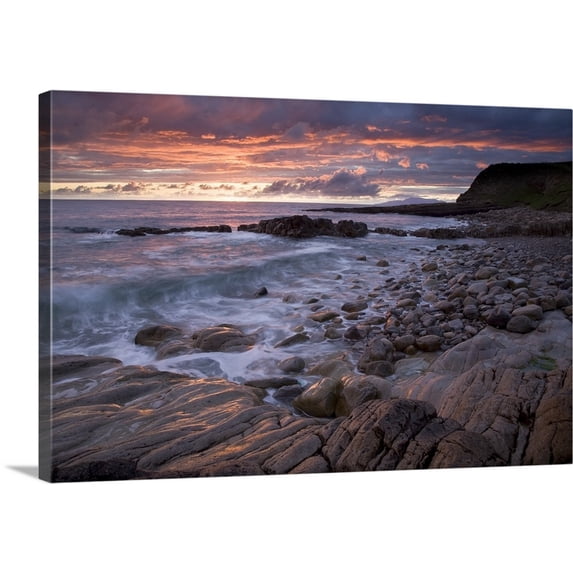 Great BIG Canvas | "Sunset Over The Atlantic, Mullaghmore Head, County Sligo, Ireland" Canvas Wall Art - 48x32