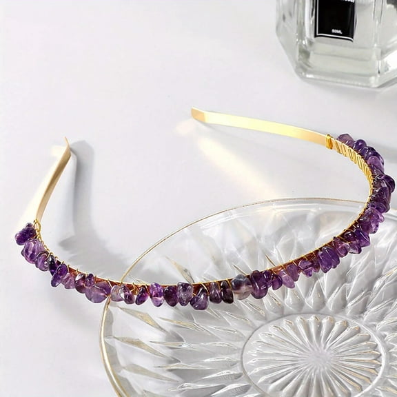QQTDFG 1pc Amethyst crystal decor hair hoop headband elegant bohemia style headwear-default