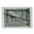 thumbnail image 1 of Rustic Cutting Board, Aged Wood Barn Door with Rusty Crossed Locks Abandoned Western Farmhouse Design, Decorative Tempered Glass Cutting and Serving Board, Small Size, Brown, by Ambesonne, 1 of 1