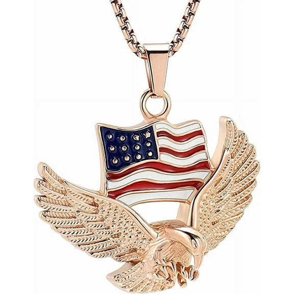 Eagle Memorial Urn Necklace Keepsake Pendant Ashes Necklace Stainless Steel Urn Necklace Eagle Keepsake Pendant Flag of the United States Urn Cremation Necklaces