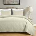 thumbnail image 3 of Chezmoi Collection Luca 3-Piece Oversized Bedspread Set, Queen Size, Ivory, Summer Quilt Lightweight Microfiber Bedspread 100 x 106, Floral Medallion Pattern Coverlet for All Season, 3 of 9