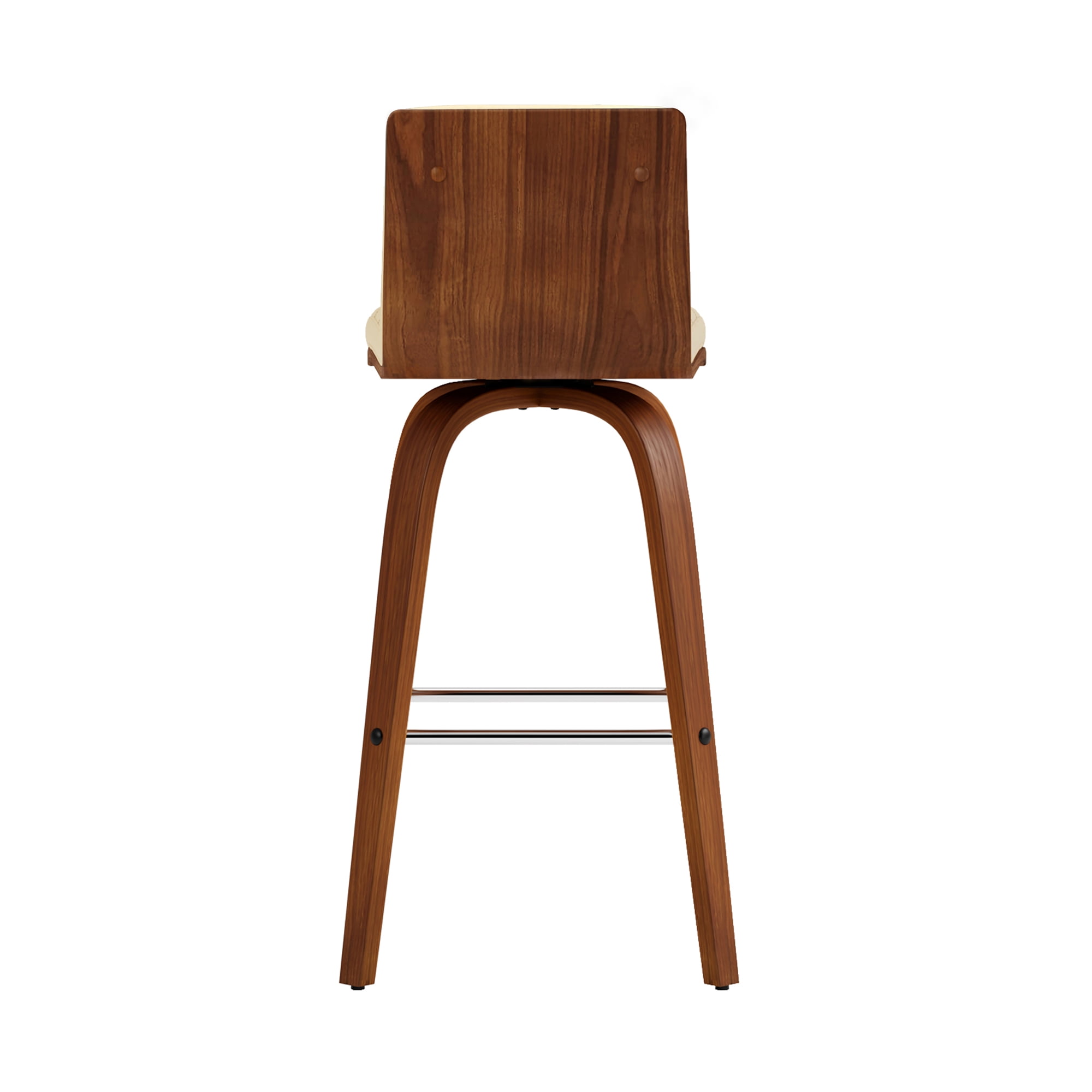 Vienna 26" Swivel Counter Stool in Walnut Wood Finish with Cream Faux Leather