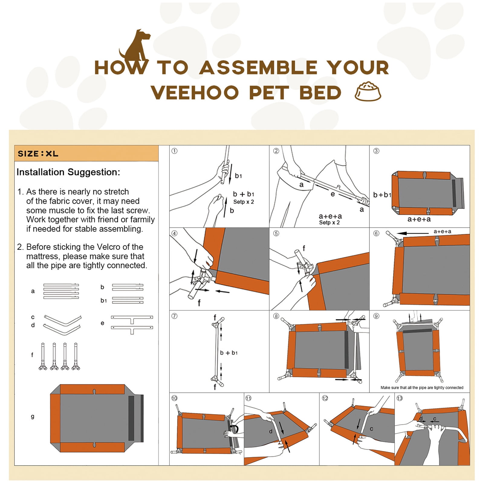 VEEHOO Cooling Elevated Dog Bed X Large Standard Package No-Slip Rubber Feet for Indoor & Outdoor Use Black Portable Raised Pet Cot with Washable & Breathable Mesh 