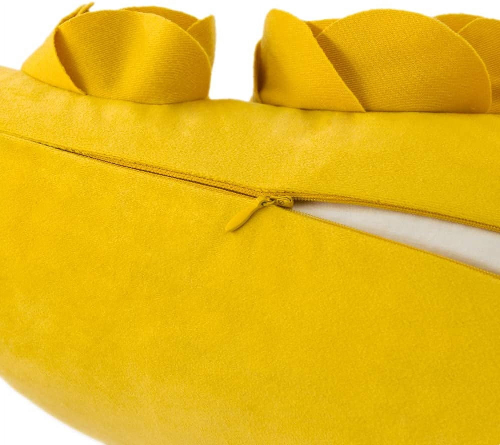 JWH  3D Yellow Rose Flower Throw Pillow Covers Soft Velvet Fabric Cushion Case for Sofa Bed Decor  12x20inch