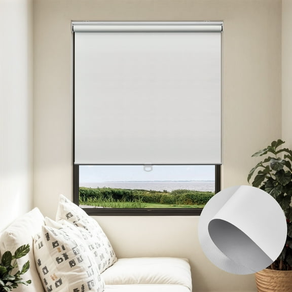 Keego Cordless Roller Shades for Window Mini Blackout Roller Blinds for Window Doors Custom White, 20"W x 36"H