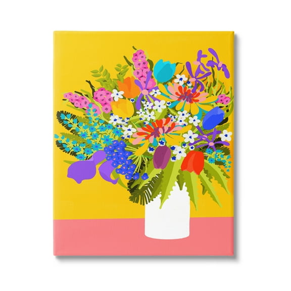 Stupell Industries Bouquet on Yellow Botanical & Floral Painting Gallery Wrapped Canvas Art Print Wall Art, 16 x 20