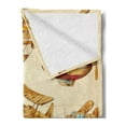 thumbnail image 2 of Aviation Soft Flannel Fleece Throw Blanket, Vintage Old Flying Objects Hot Baloons Planes Parachutes Print, Cozy Plush for Indoor and Outdoor Use, 50" x 70", Sand Brown Mustard, by Ambesonne, 2 of 5