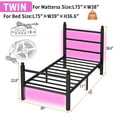 thumbnail image 3 of Chuangshuo Guard Twin Size Bed Frame with LED Storage Headboard Shelf , Metal Platform Bed, Noise-Free, Black, 3 of 8