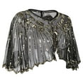 thumbnail image 2 of Aoochasliy Winter Scarfs Christmas Clothes Women's 1920s Shawl Beaded Sequin Deco Evening Cape Bolero Flapper Cover up, 2 of 3