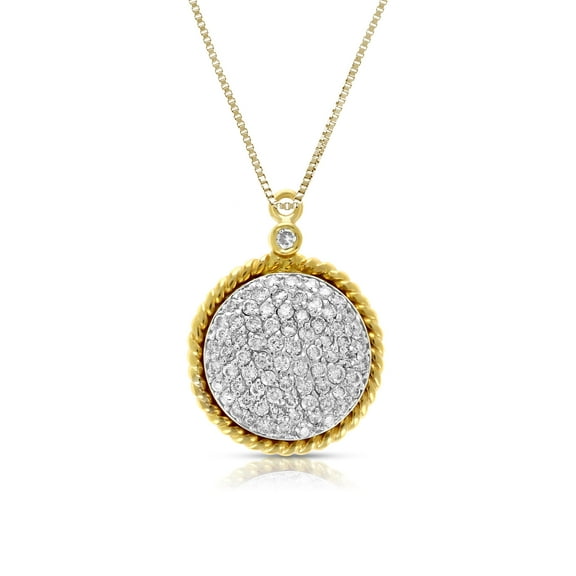 Vir Jewels 0.60 CTTW Diamond Pendant Necklace for Women 14K Yellow Gold Circle Round 3/4 Inch