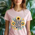 thumbnail image 5 of Christian T-Shirt “Jesus Take the Wheel” with Sunflower Design, CarolinaBlue, Size S, 5 of 6