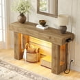 thumbnail image 4 of Homieasy 47" Console Table with Socket & Sensor Light, Narrow Entryway Table with Storage for Hallway/Living Room, Farmhouse Style in Natural Oak, 4 of 8