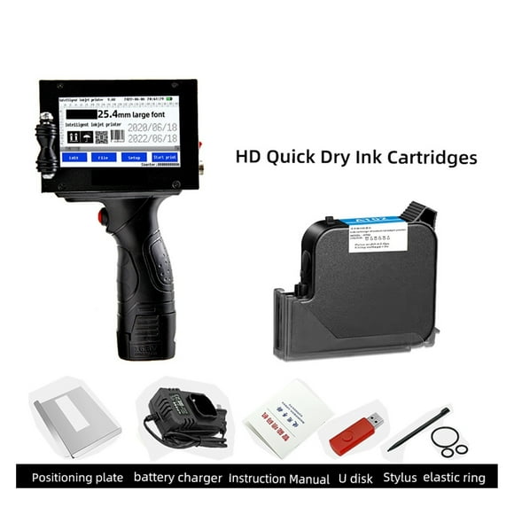 25.4mm One-inch Handheld Inkjet Printer Portable Production Date LOGO Coding Machine Small Packaging Box Printing Permanent Ink ,Multi-Format Printing