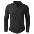 thumbnail image 4 of GEWSEY Mens Long Sleeve Polo Shirt Classic Casual Button Collared Fashion Golf Shirts (Black, S), 4 of 9