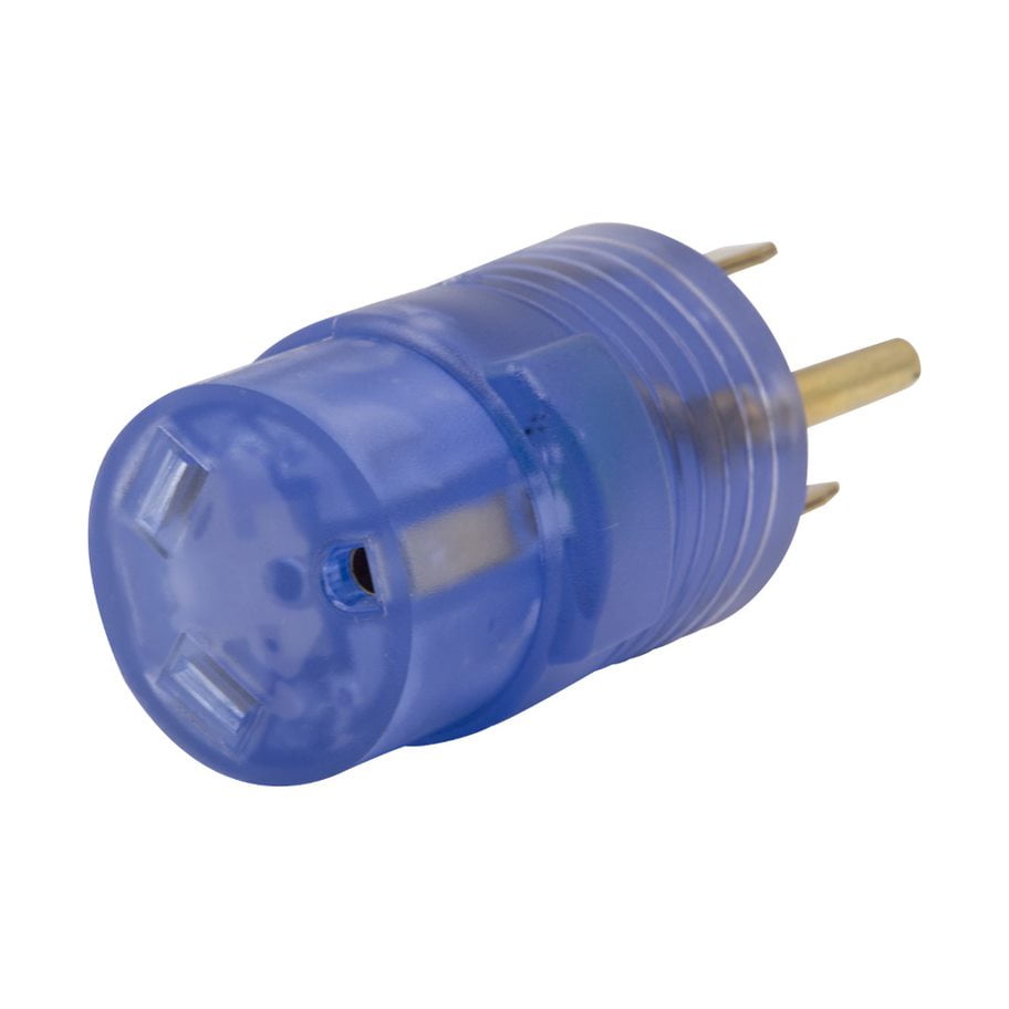 Auto Drive 50 to 30-Amp Universal RV Power Adapter with Light, Clear Blue, Fit RV Vehicle