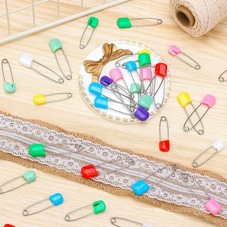 50 Pieces Diaper Pins Baby Safety Pins Head Cloth with Locking
