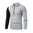 thumbnail image 2 of Hombres Casual Cremallera sólida Jersey Turndown Manga larga Patchwork Camiseta Blusa Pompotops oipoqjl51083, 2 of 9