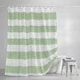 thumbnail image 4 of Shower Curtains for Bathroom-72"x72",Sage Green Linen Striped Waterproof Bath Curtain Grommet Shower Curtain Set with Hooks, 4 of 9