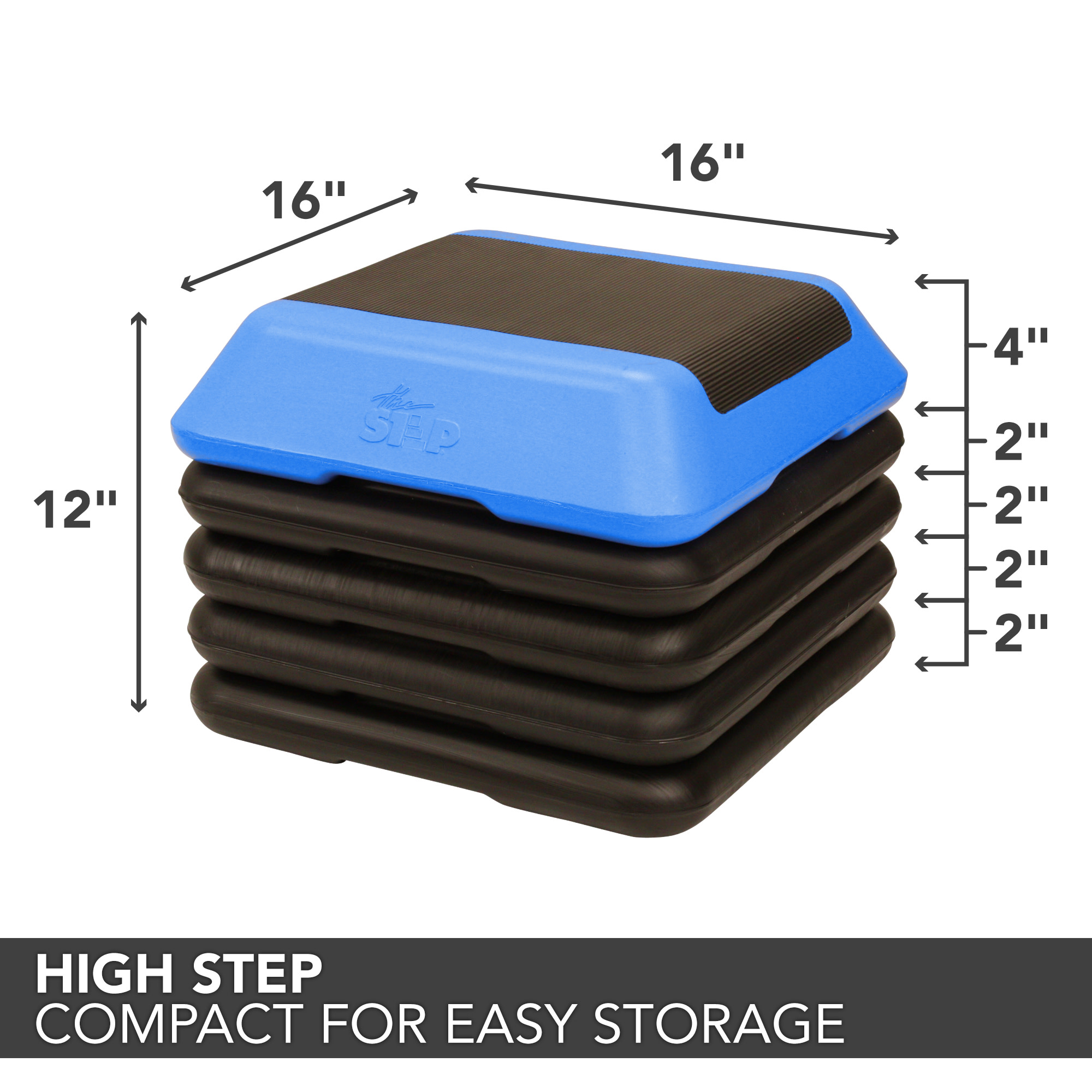 The Step High Step Aerobic Platform with High Step Blue Aerobic Platform and 4 Black Risers - image 3 of 10