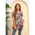 thumbnail image 3 of ENMAIN Dressy Tops for Womens Summer Casual Short Sleeve Tunics Tops Plus Size Shirts Grey Red L, 3 of 8