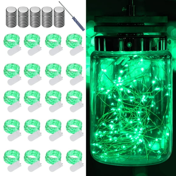 Luces de cadena LAMPHOME paquete de 20, 20 LED, 2 m, verde con batería