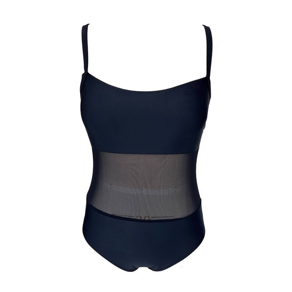 Traje de Baño Ocean Pacific para Mujer completo con Mesh en Vientre, Tirante Delgado Negro Talla CH