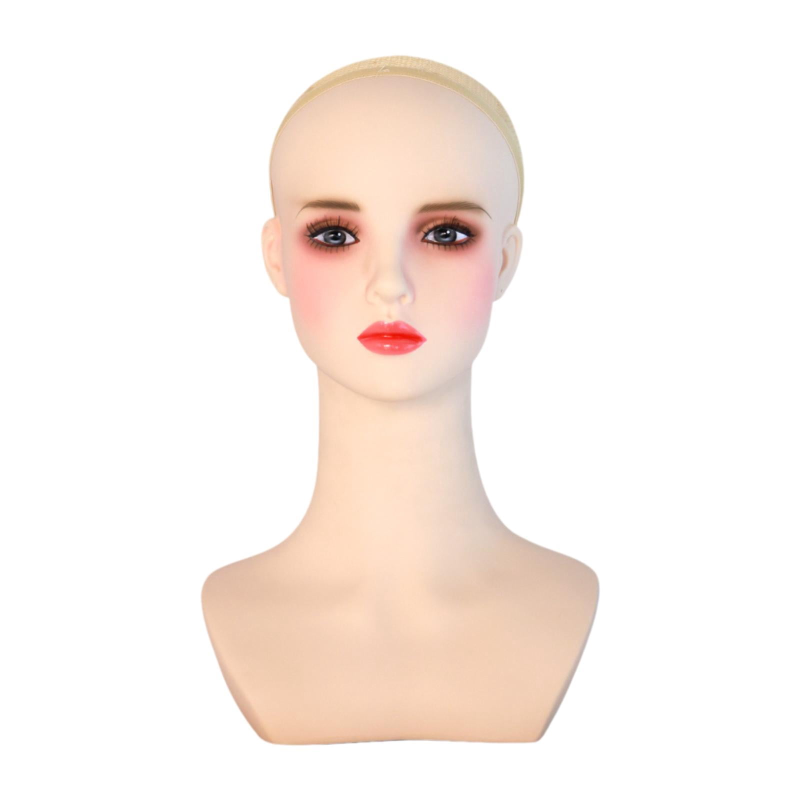 Serenable Cosmetology Mannequin Head with Cap with Makeup Shop Stand