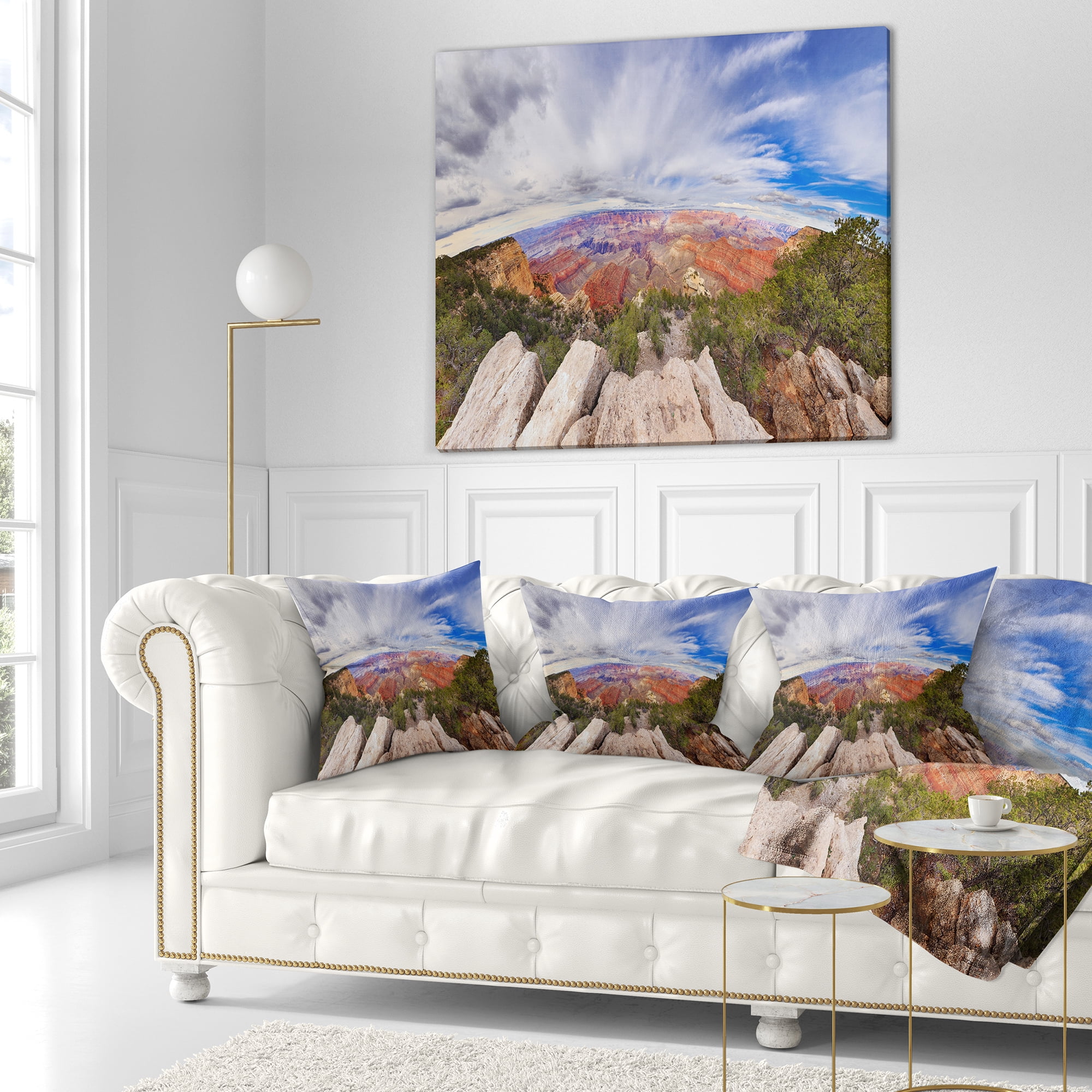 Designart Eye Looking at the Grand Canyon - Landscape Printed Throw Pillow - 16x16