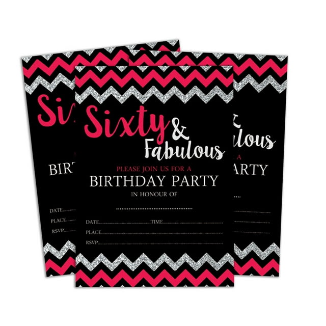Darling Souvenir Black Birthday Invitation Card Printable Elegant Fill or Write In Blank Party Invites 28 Pcs 5 x 7 Inches
