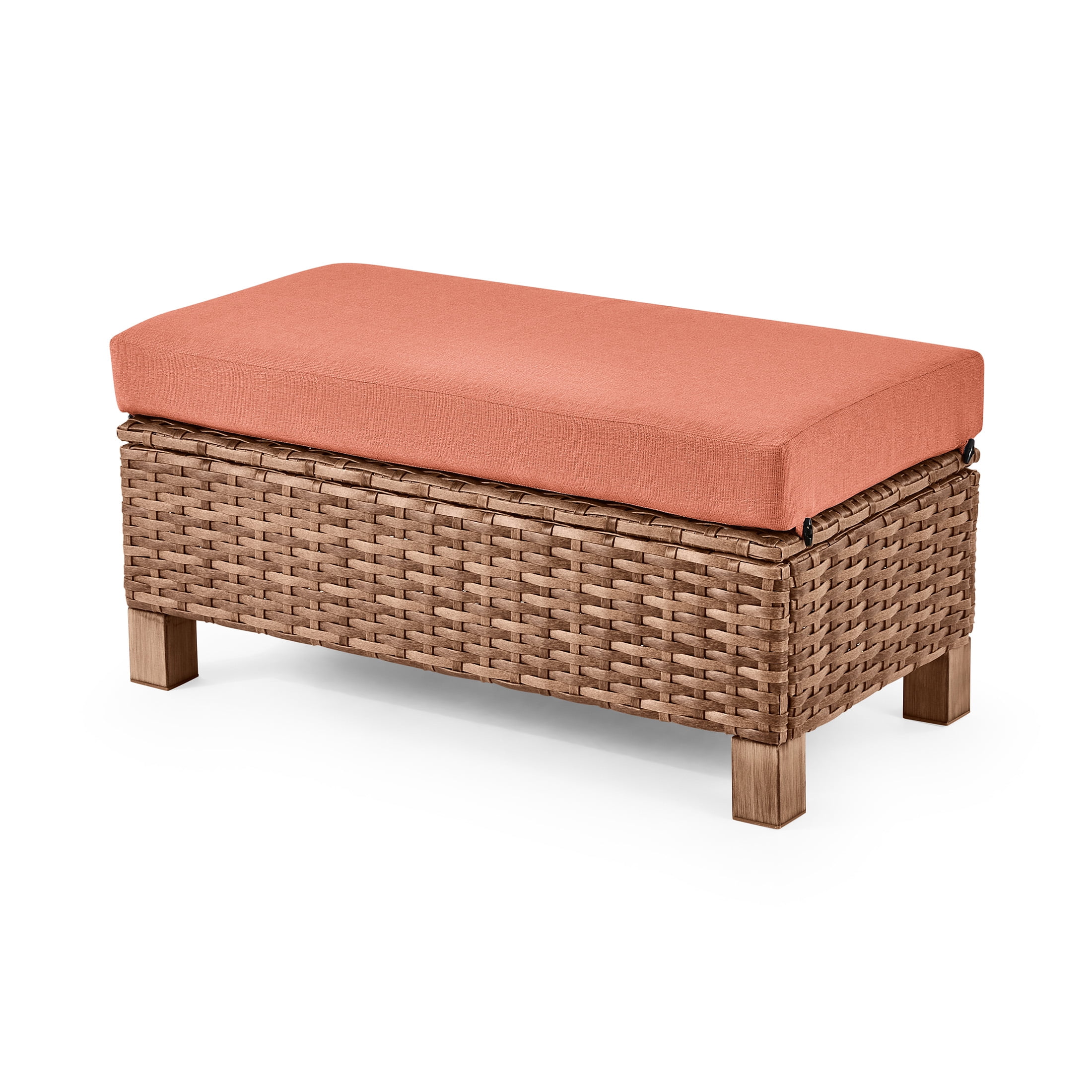 Better Homes & Gardens Brookbury 4-Piece Outdoor Wicker Patio Sectional Dining Set, Terracotta Cushions