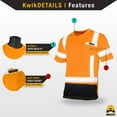 thumbnail image 4 of KwikSafety (Charlotte, NC) MECHANIC Short Sleeve Safety Shirt (w/POCKET & Black Trim) Class 2 ANSI OSHA Custom High Visibility Reflective Tape Construction Security Hi Viz Clothing Men | Orange 2XL, 4 of 7