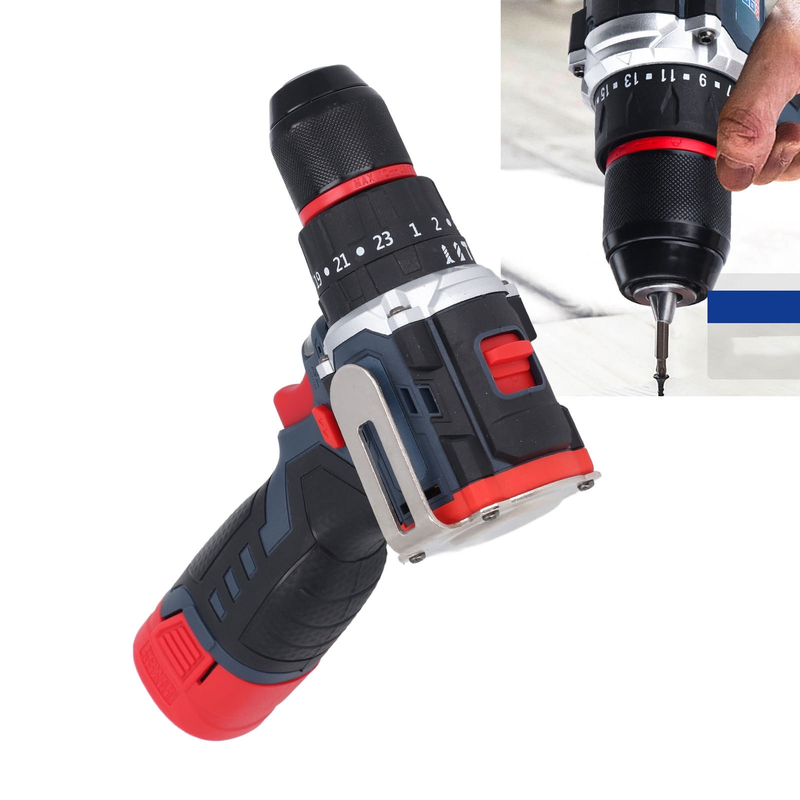 Brushless Cordless Electric Drill, 18V 2000mAh Lithium Battery, 80N.M Torsion, with 0-650rpm/0-1850rpm Speed, for Home DIY and Outdoor Use