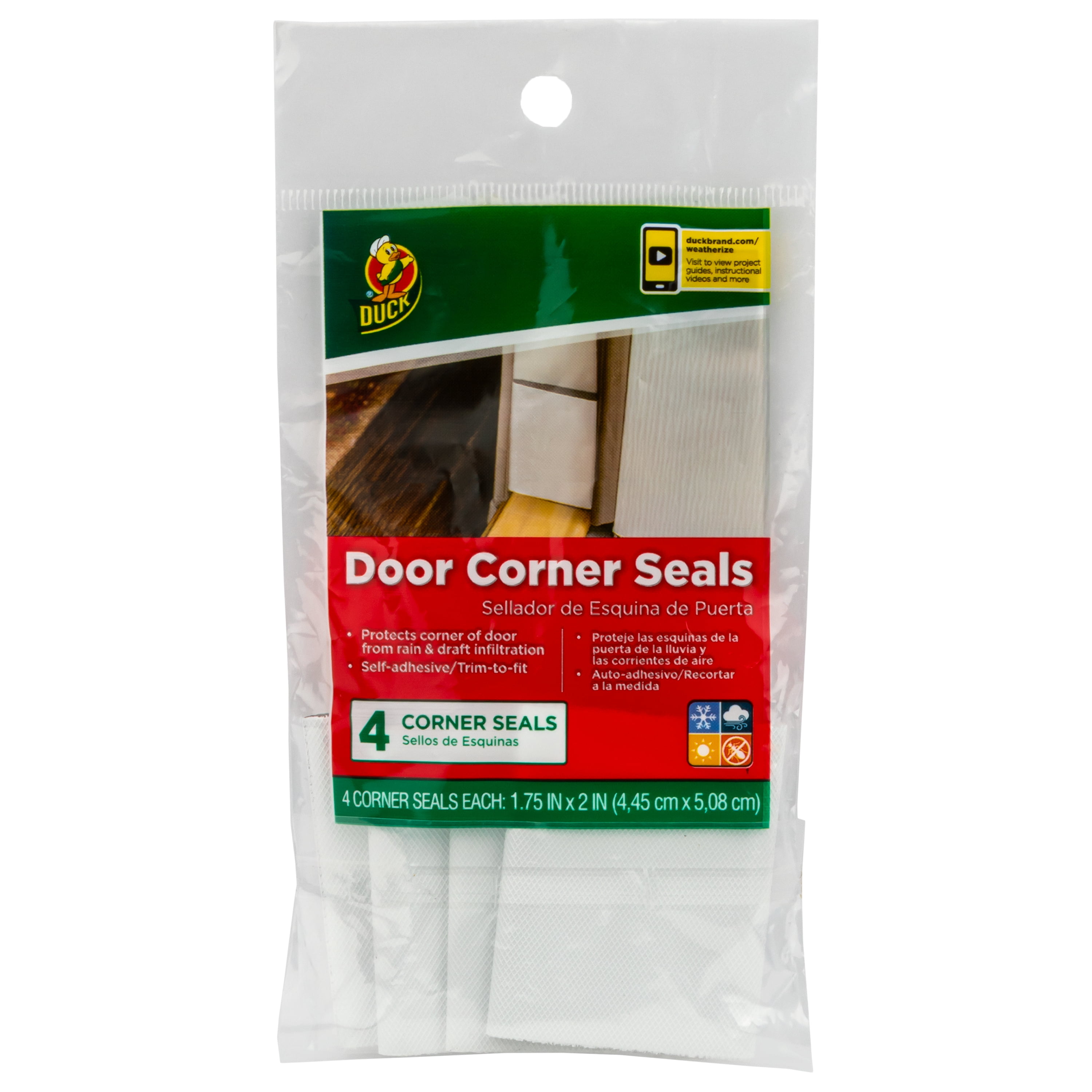 Duck Brand White Foam Door Corner Weatherstrip Seals, 1.75 in. x 2 in