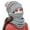 Grey, variant on 3PCS Fleece Lined Women Knit Beanie Scarf Mouth Mask Set for Girl Winter Ski Hat with Pompom